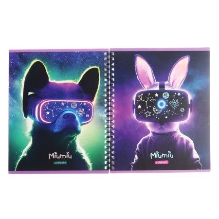 A notebook of 80l in a cage, on the crest of Meshu "miumiu", double cover, matte lamination, foil embossing-3