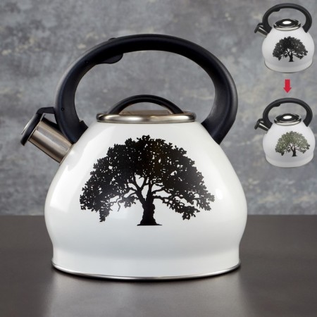 A kettle with a stainless steel whistle of the Magic Forest, 3 l, with a heating indicator, induction