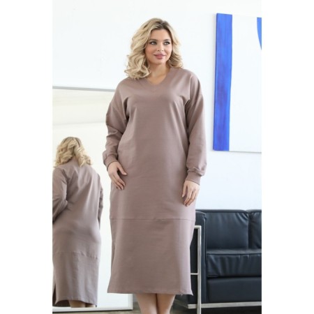 Women's dress, size 54, beige color-4