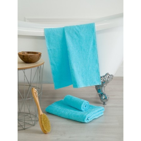 Terry towel Bio-Textiles "Ring", without a border, 360 gr, size 70x140 cm, blue color