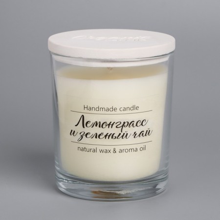 A candle in a glass flavored "lemongrass and green tea", 7x7 cm, 27 hours-3