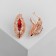 Earrings with rhinestones "Edel" ellipse openwork, red color in gold