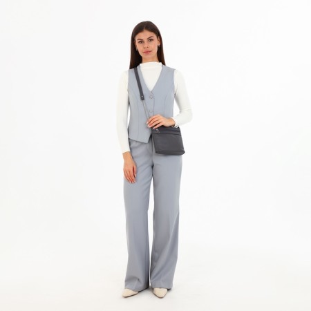 Bag Cross-Bodi with a zipper, gray color-6