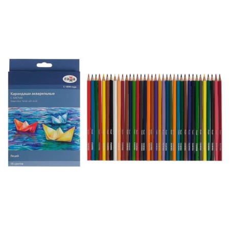 Pencils color watercolor 36 colors, "gamma" "Lyceum", with a brush, hexagonal