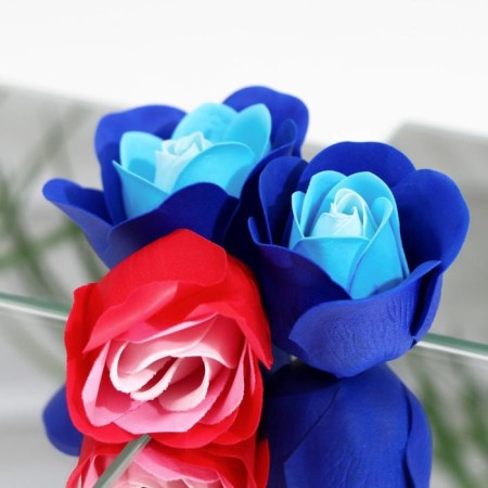 Soap roses of colored shades and gold rose, set 11 pcs-9