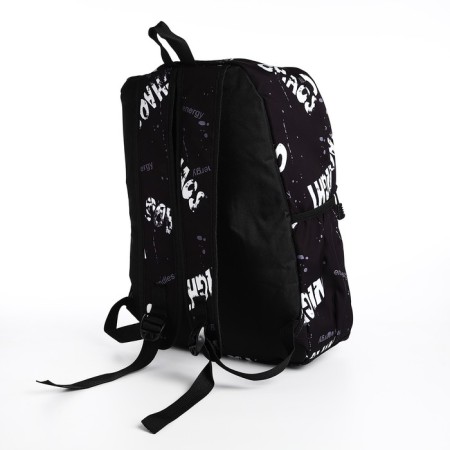 School backpack from textiles on a zipper, 3 pockets, black/gray color-3