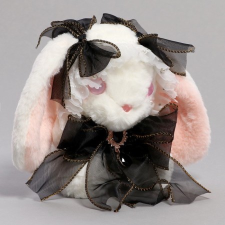 Soft toy "Bunny" with a black bow, 20 cm-1