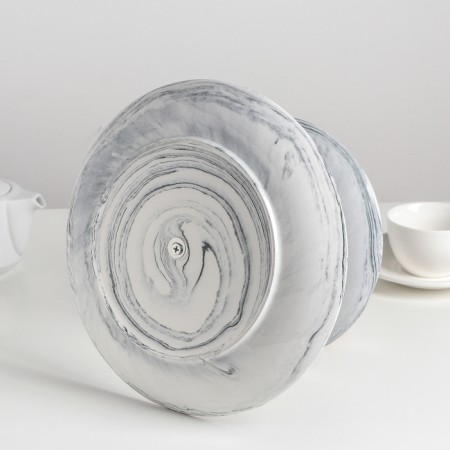 Ceramic 2-long “marble” ceramic dish, d = 20.5/25 cm, gray color-2