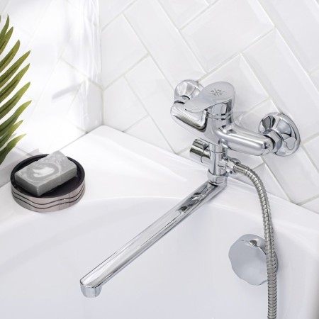 Bath mixer "RMS" SL86-006, shower set, cartridge 35 mm, zinc, chrome-1