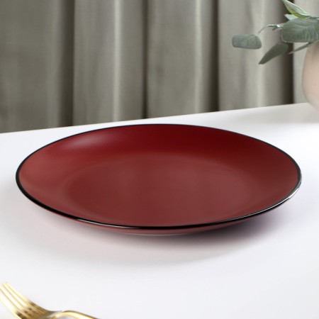 Board ceramic dining shade "Vanilla", d = 27 cm, burgundy color-1