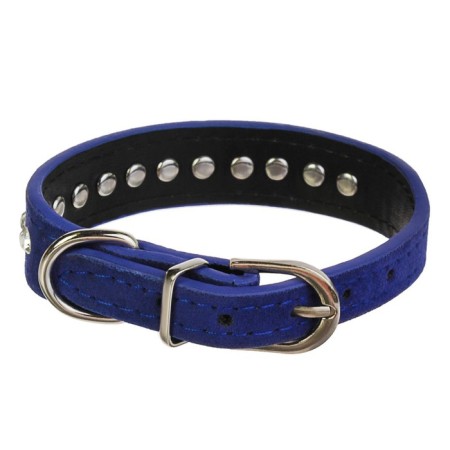Collar "velvet and rhinestones", 31 x 1.3/2 cm, Osh 22-28 cm, blue-1