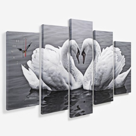 Carty clock is wall-mounted, modular "pair of swans", silent, 80 x 140 cm-1