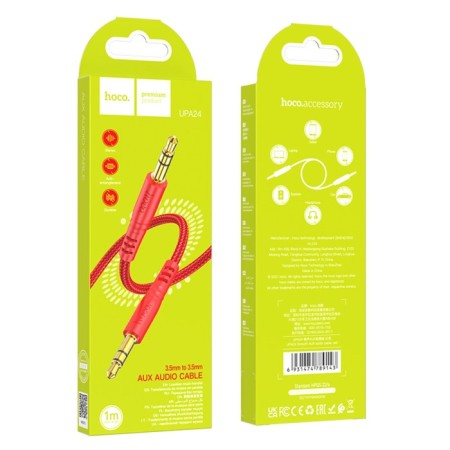Cable AUX HOCO UPA24, Jack 3.5 mm (M) - Jack 3.5 mm (M), 1 m, nylon, red-4