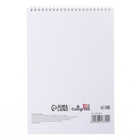 A4 watercolor sketchbook, 20 sheets on the crest, calligrata top, cover coated cardboard, hard substrate, SPb Goznak 200 g/m2-5