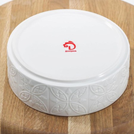 Porcelain Bank for bulk products Bellatenero “Leaves”, 450 ml, D = 15 cm, white color-2