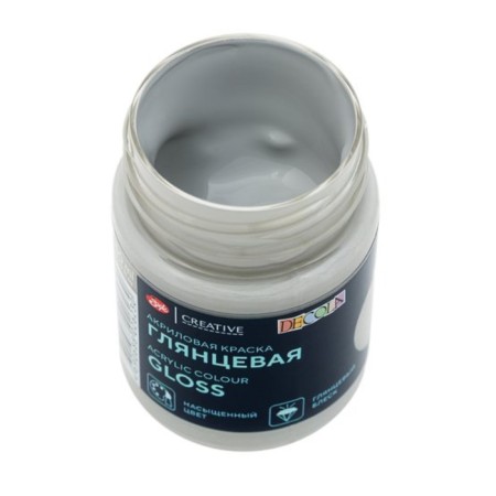Acrylic glossy paint 50 ml, ZHK Decola, neutral gray, 2928825-3