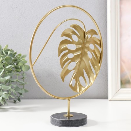 Souvenir metal, marble "Circle with a sheet of monsters" gold, black 20x7.5x25 cm-1