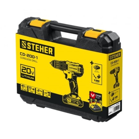 Drill screwdriver brush Steher CD-200-1, 350-1350 rpm, 1 AKBX2 Ach, 2 Skor., 40 nm-4