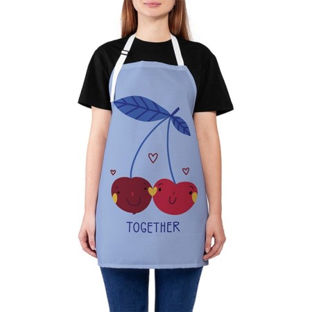 Apron kitchen with a “wisch together” photo print, adjustable, size OS