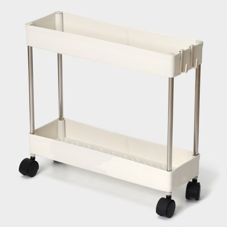 2-tier eve on wheels, 40 × 13 × 31 cm, white color-2