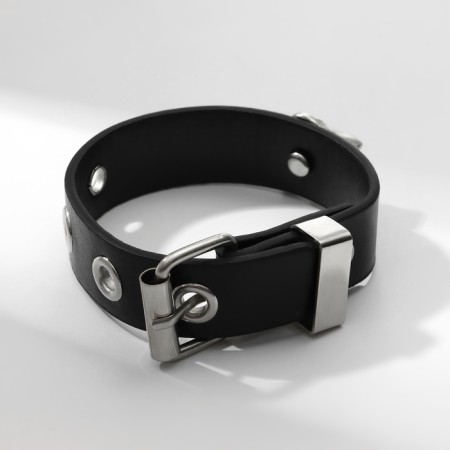 Bracelet Unisex "Hardcore" Sneaking strap, black color in silver-4