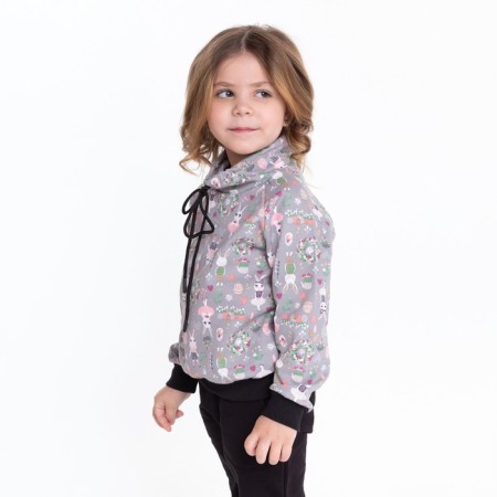 Suit for a girl (sweatshirt, trousers), gray/bunnies, height 86 cm-4
