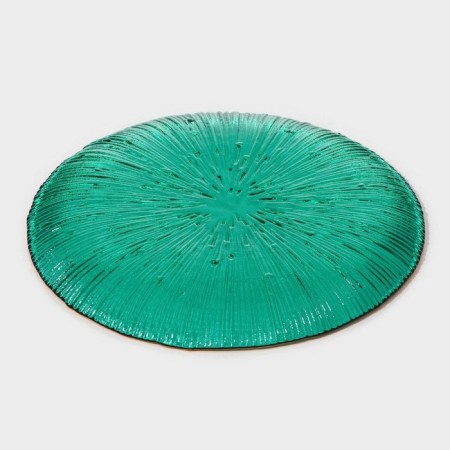 Glass plate "fireworks", d = 15.5 cm, emerald color-3