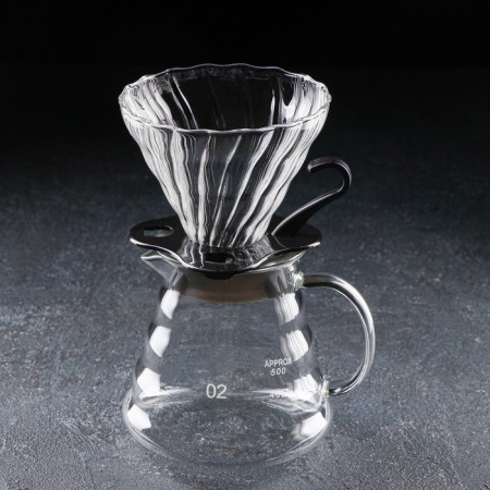 Glass Purover for brewing Arabica coffee, 600 ml-1