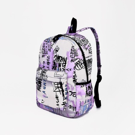 Youth backpack from textiles on lightning, 3 pockets, lilac color-2