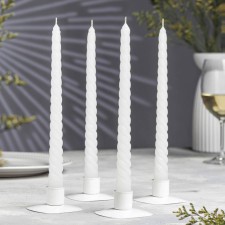 A set of candles of twisted, 2.2x 25 cm, lacquered 4 pieces, white