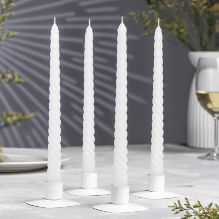 A set of candles of twisted, 2.2x 25 cm, lacquered 4 pieces, white