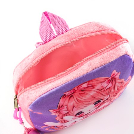Baby plush backpack with an ANime Girl Penal, 24*24 cm, pink color-5