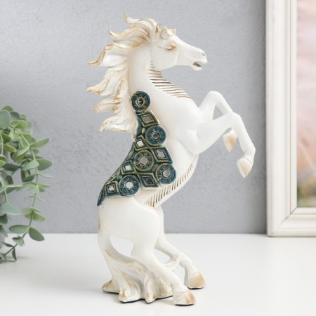 Souvenir Polystone "Imperial Horse, white with mirrors on the lice" 14.5x7x24.5 cm