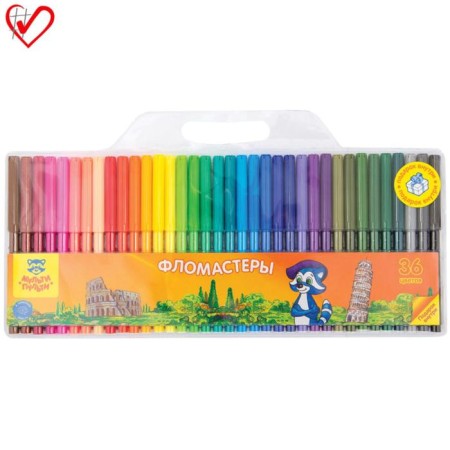Flomasters 36 flowers of multi-poetry raccoon in Italy, gift inside, washed off, blister