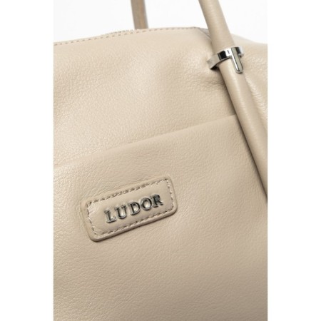 Female bag, genuine leather, ludor beige, 35x12x26 cm-3