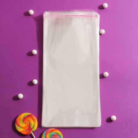 BOPP package with adhesive valve, transparent 15 x 28/4 cm, 30 μm-6
