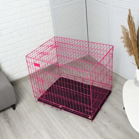A cell with a hatch for dogs and cats, 85 x 60 x 70 cm, pink-2