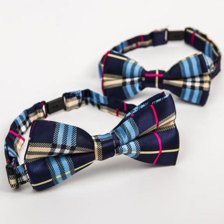 A tie - a butterfly for a boy and dad “Set for a photo shoot”, 2 pcs., Blue color, M&B-2
