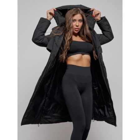 Coat insulated winter female, size 48, black color-11