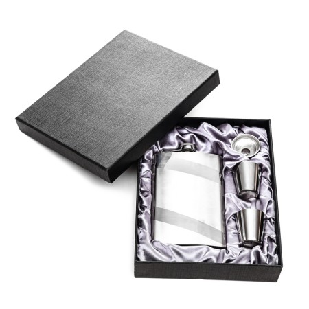 Gift set 4 in 1 "metallic": Flake 240 ml + 2 glasses, funnel-1