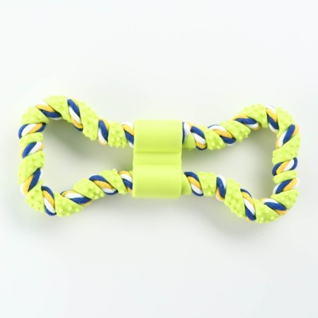 A toy twisted of rubber and rope "Putness", 19.5 cm, light green-1