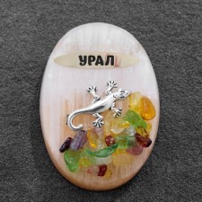 Магнит "Ящерка", селенит, минералы, 4х5 см