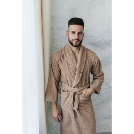Tainted male bathrobe, size 46, cappuccino color-3