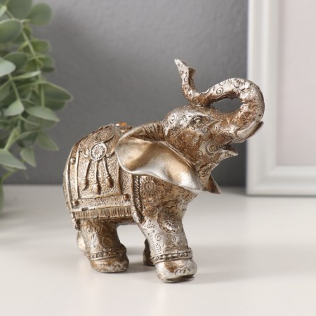 Souvenir Polystone "Seven Elephants in Popons with a magnificent flower" H-10; 9; 8; 7; 6; 5; 4 cm-4