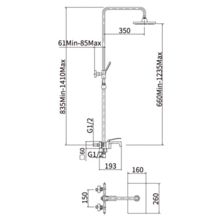 The shower system Fashun A2458, pour 145 mm, tropical shower, shower, chromium-1