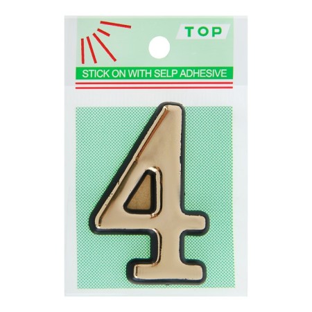 Door number "4", plastic, gold color-1
