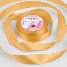 Satin ribbon, 25 mm × 23 ± 1 m, ocher color No. 114