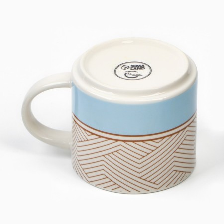 Ceramic mug with a lid and spoon "Geometry", 470 ml, beige color-5