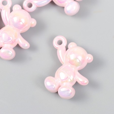 Decor for creativity Plastic "Pension Bear with a loop" White-pink 3x1.4x3.1 cm