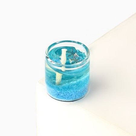 Gel candle in a glass Winter is.. "New Year's miracles", without aroma, a strict-layer, 2.5 x 2.5 x 2.5 cm-3